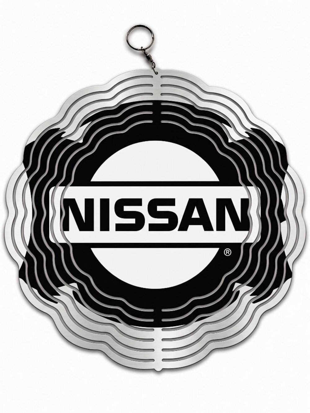 10" Nissan Retro Classic Logo Kinetic Wind Spinner - Metal Hanging Yard Decor